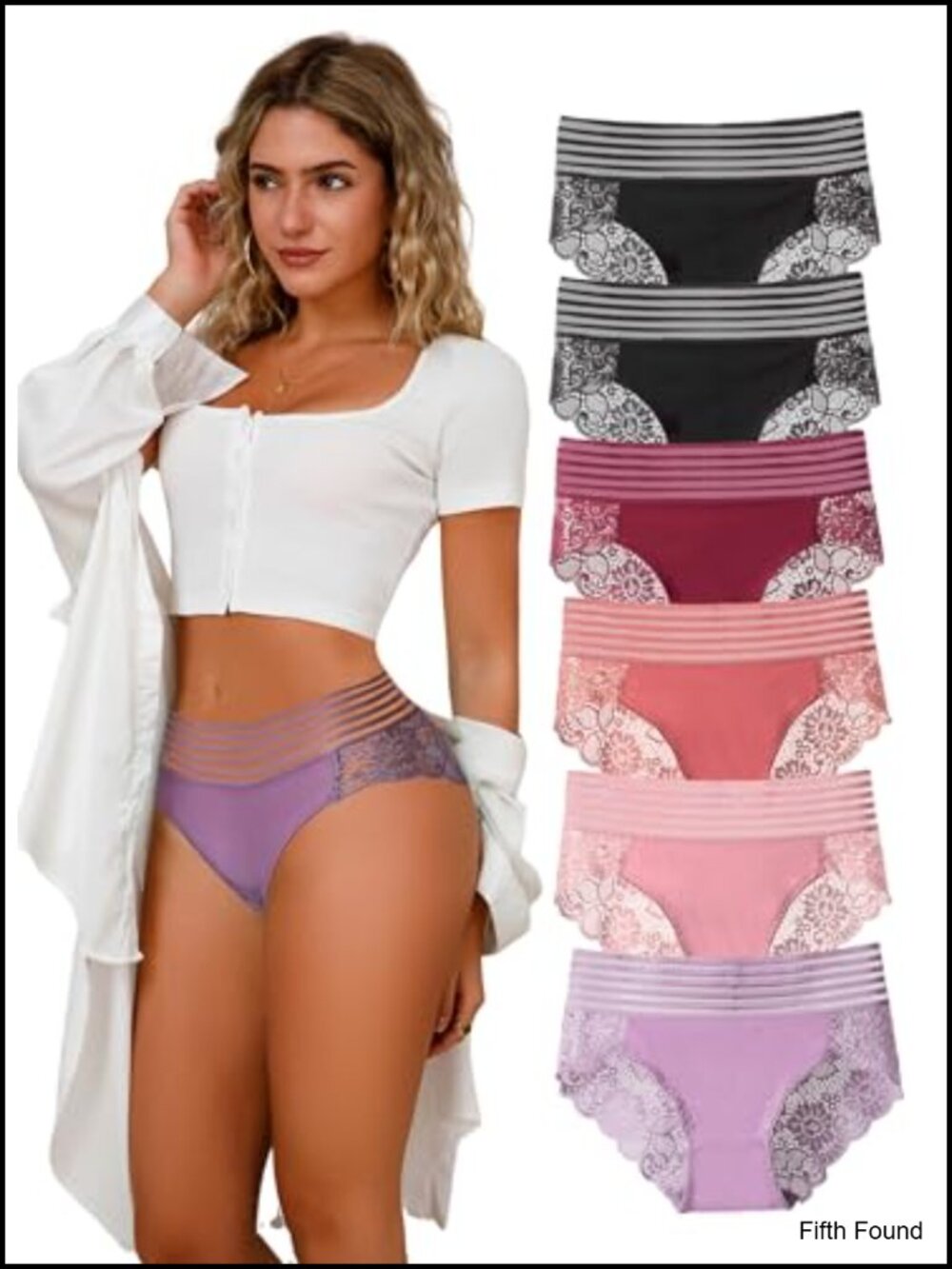 Lace Full Coverage Control Panties Stretch Seamless Cotton Crotch 6 Pack